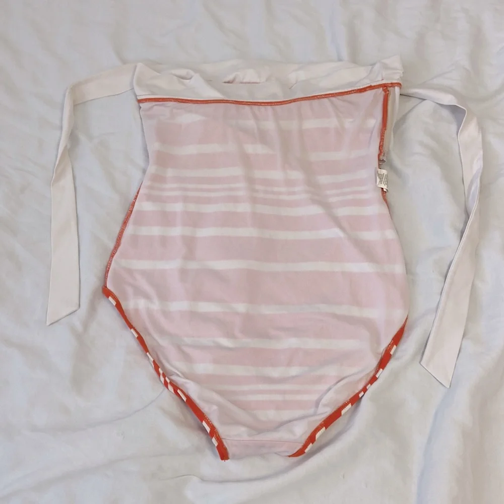 Lauren Ralph Lauren orange and white striped swimsuit - Picture 5 of 6